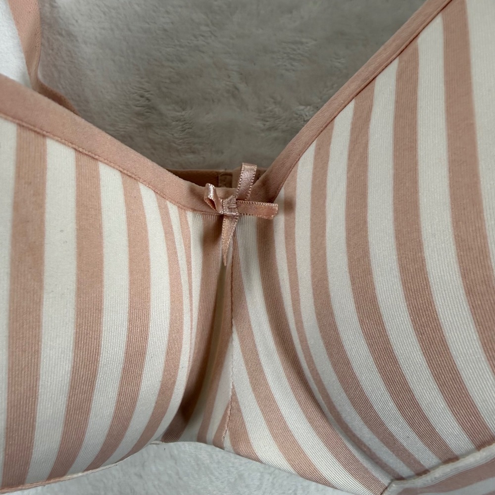 Cacique Lightly Lined Balconette‎ Bra 42DD Pink White Striped - Picture 2 of 7